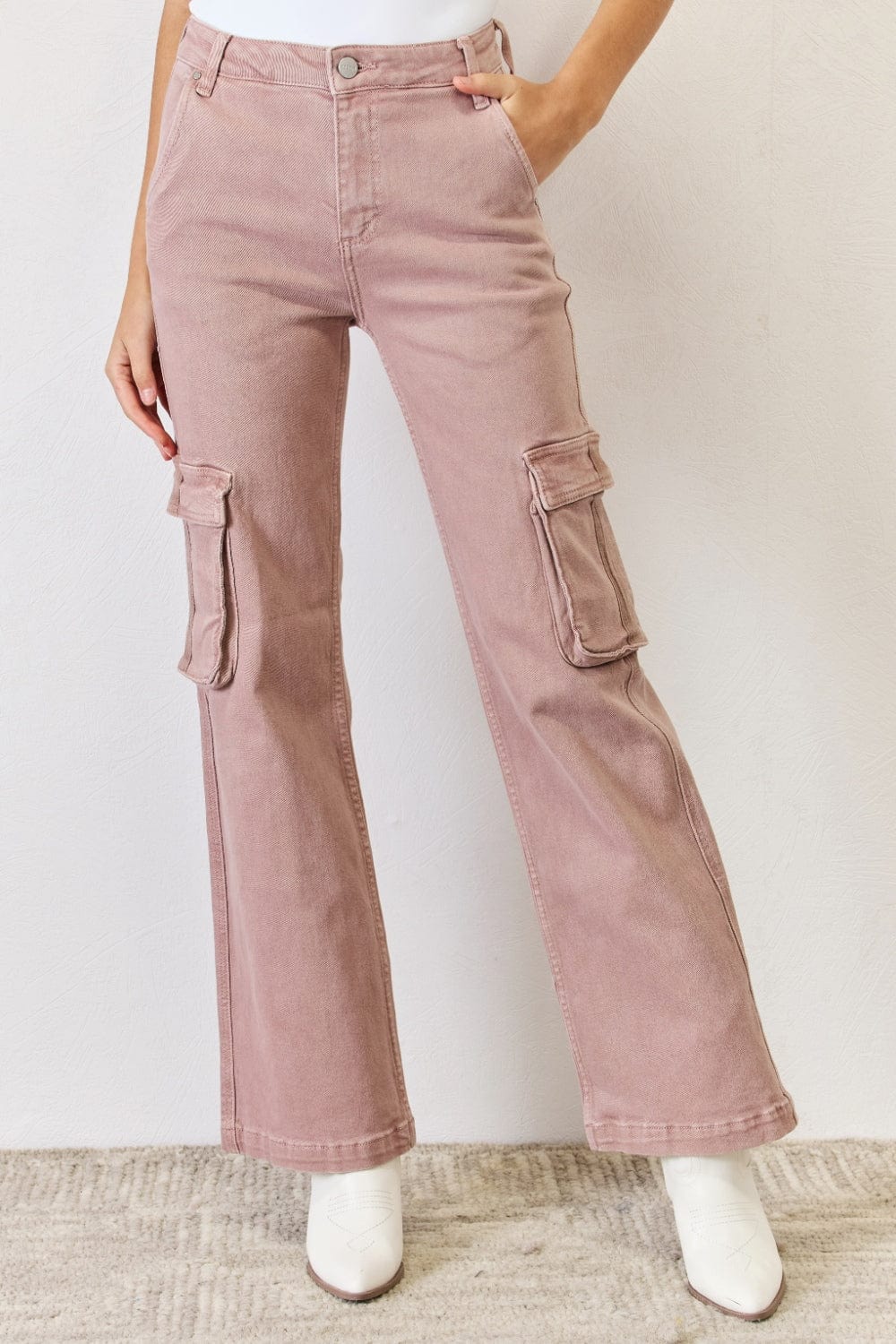 Trendsi Mauve / 0 RISEN Full Size High Rise Cargo Wide Leg Jeans RISEN Full Size High Rise Cargo Wide Leg Jeans
