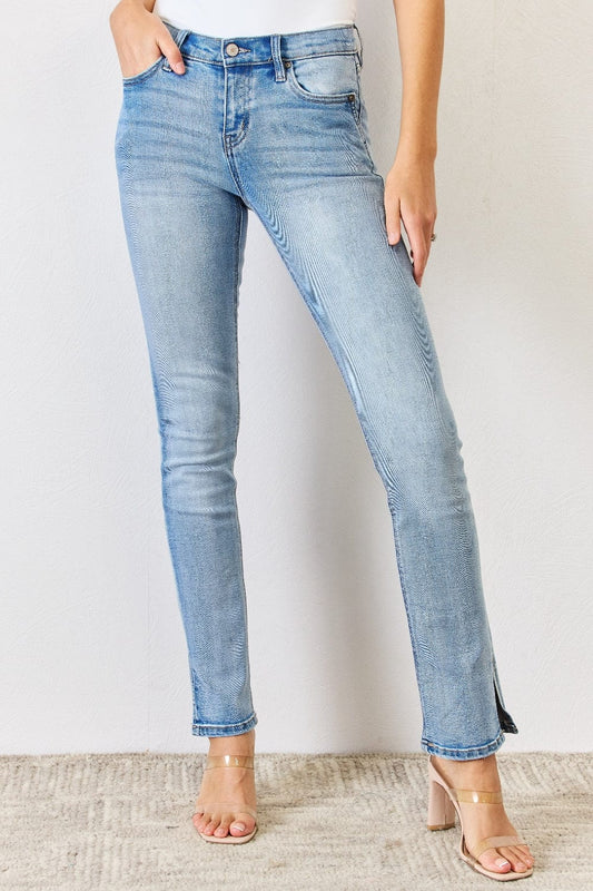 Trendsi Medium / 1(24) Kancan Full Size Mid Rise Y2K Slit Bootcut Jeans Kancan Full Size Mid Rise Y2K Slit Bootcut Jeans