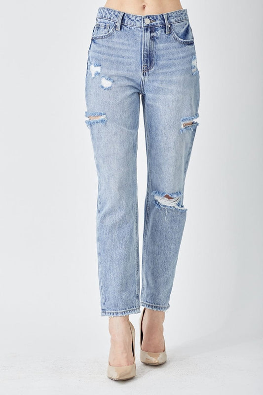 Trendsi Medium / 1 RISEN Distressed Slim Cropped Jeans RISEN Distressed Slim Cropped Jeans