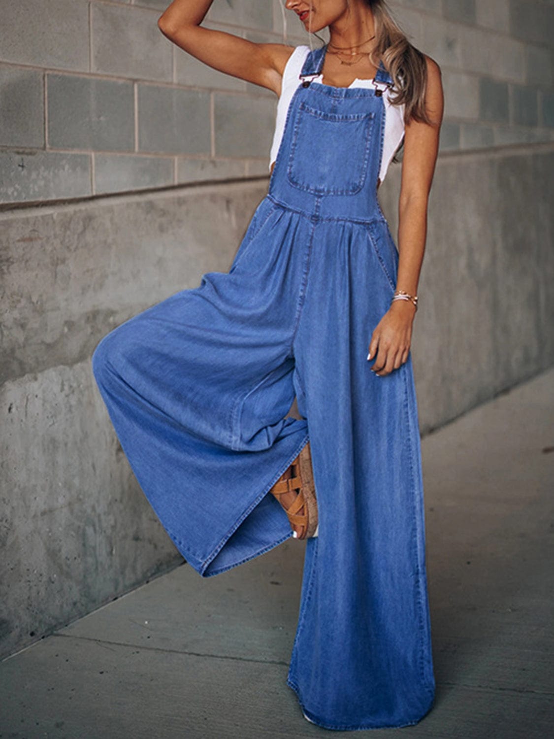 Trendsi Medium / S Wide Leg Denim Overalls Wide Leg Denim Overalls