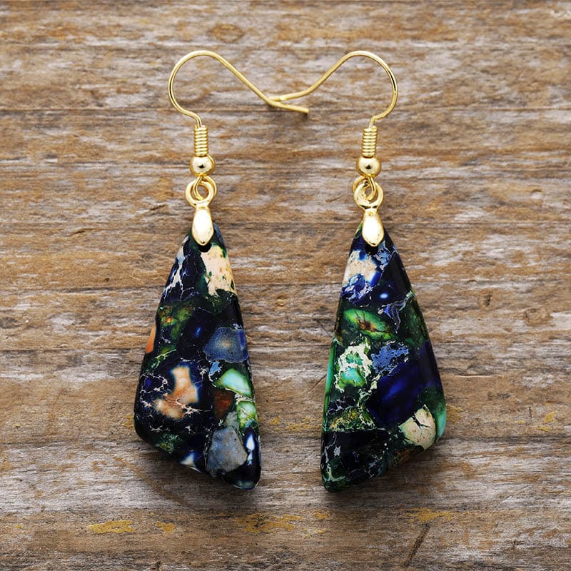 Trendsi Navy / One Size Emperor-Stone Geometric Earrings Emperor-Stone Geometric Earrings