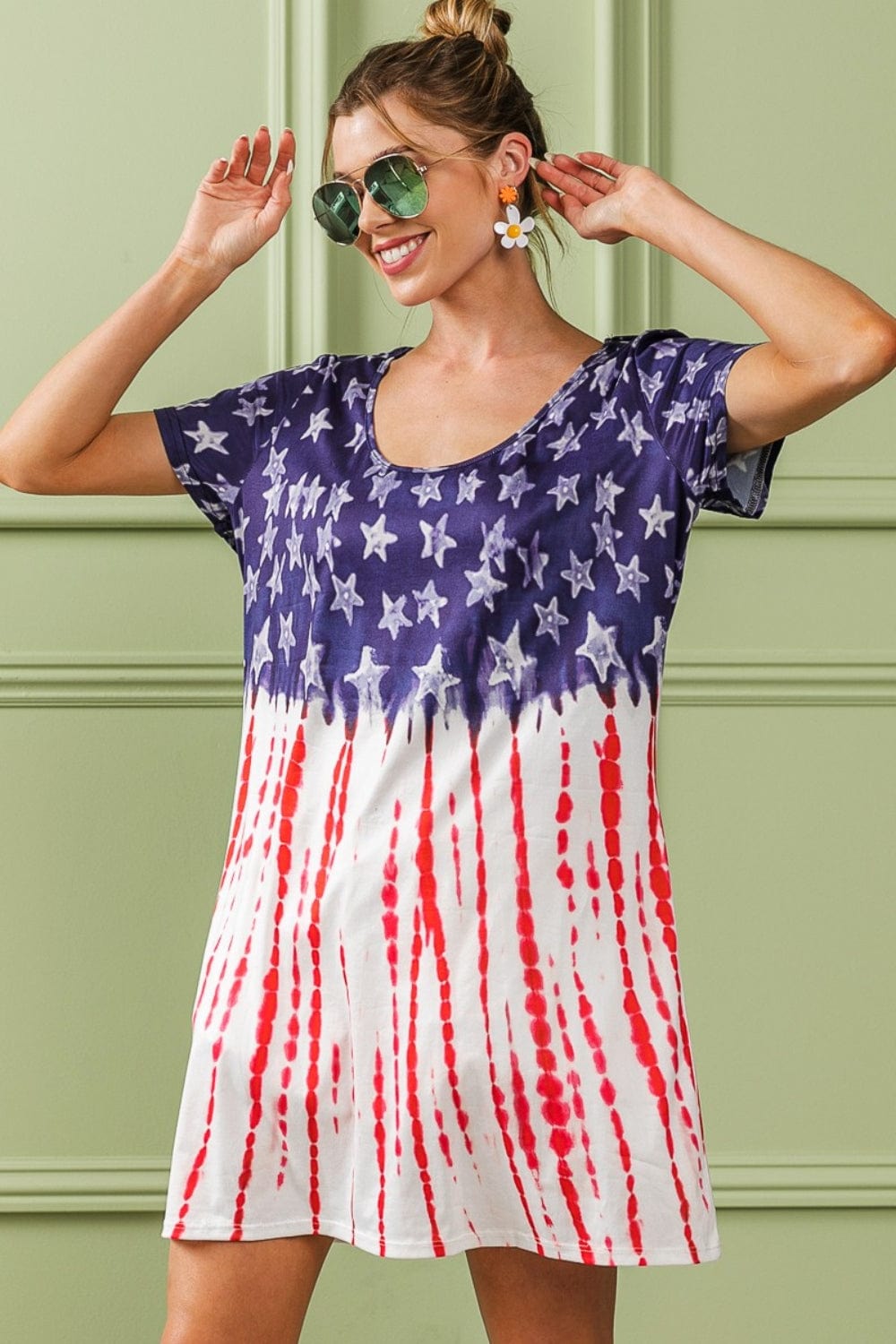 Trendsi Navy/Red / S BiBi American Flag Theme Tee Dress BiBi American Flag Theme Tee Dress