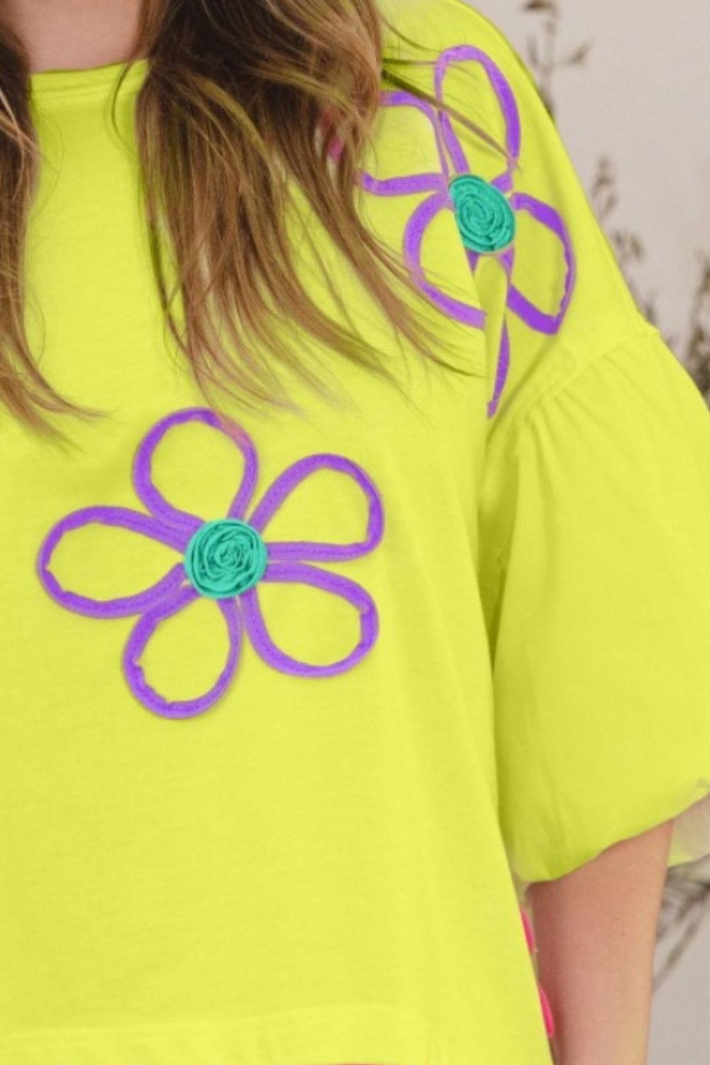 Trendsi ODDI Full Size Flower Embroidery Detail T-Shirt ODDI Full Size Flower Embroidery Detail T-Shirt