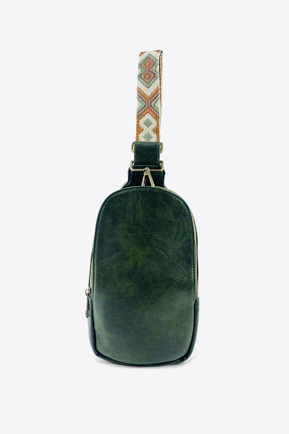 Trendsi Olive / One Size Random Pattern Adjustable Strap PU Leather Sling Bag Random Pattern Adjustable Strap PU Leather Sling Bag