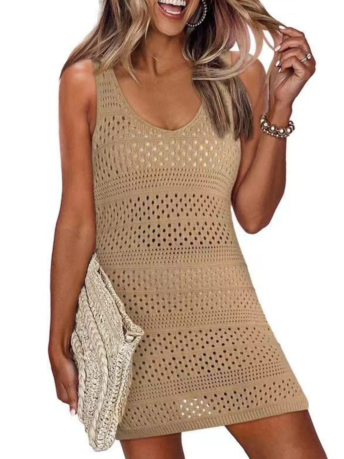 Trendsi Openwork Scoop Neck Cover Up Openwork Scoop Neck Cover Up