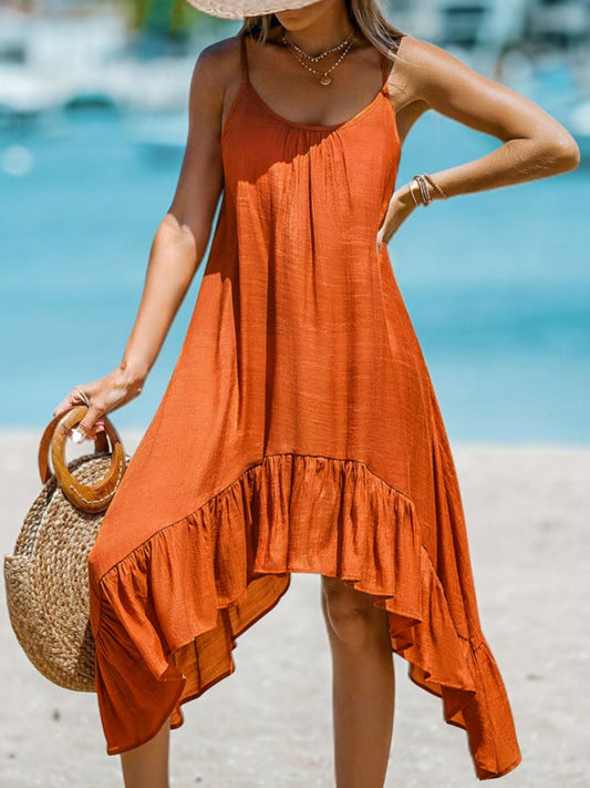 Trendsi Orange / S Ruffled Scoop Neck Sleeveless Dress Ruffled Scoop Neck Sleeveless Dress