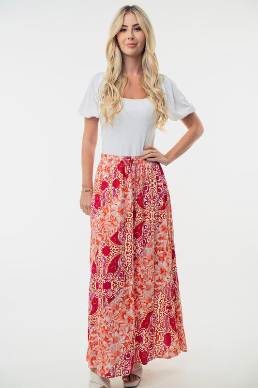 Trendsi Orange / S White Birch Full Size High Waisted Floral Woven Skirt White Birch Full Size High Waisted Floral Woven Skirt