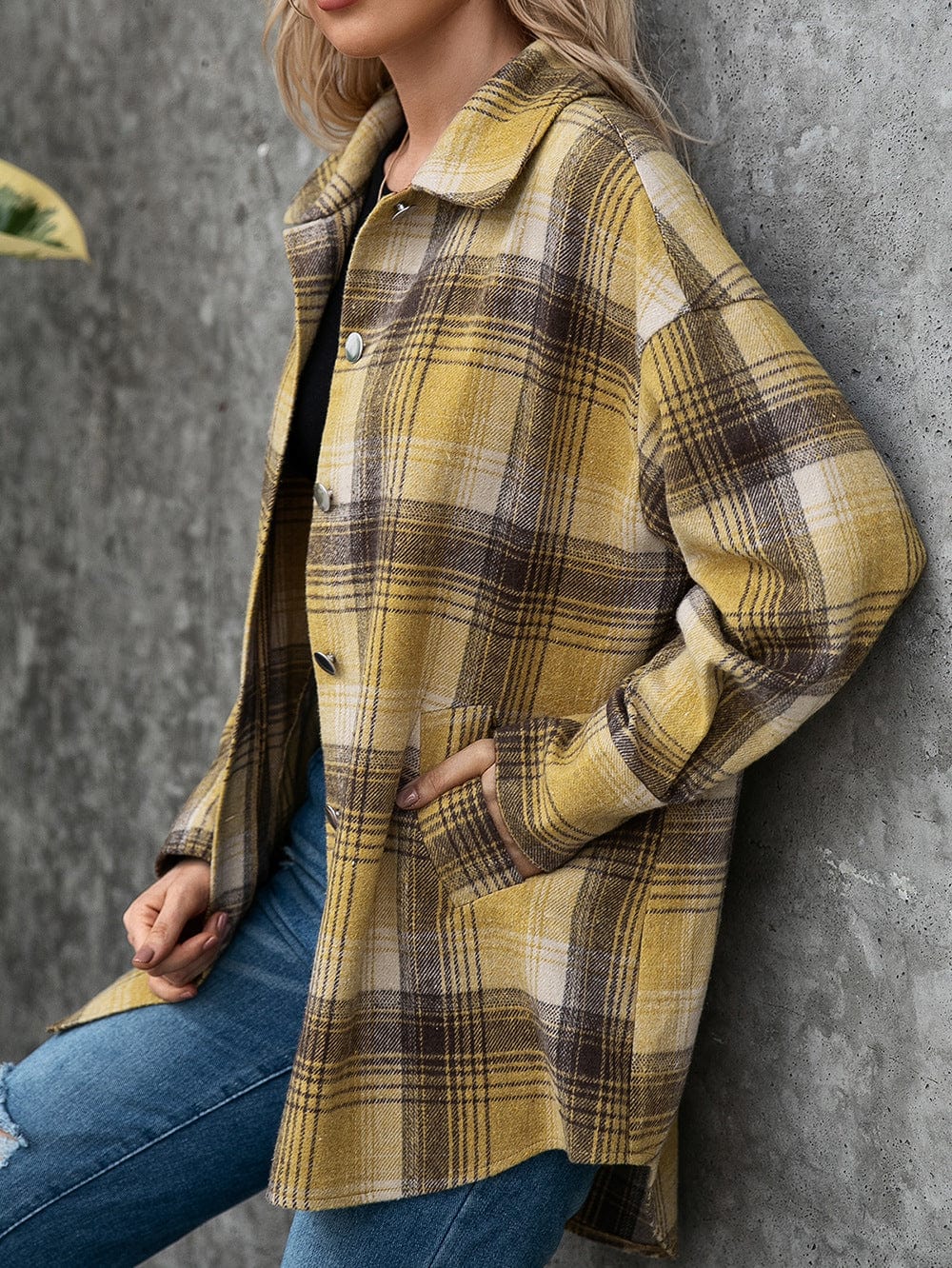 Trendsi Plaid Collared Neck Long Sleeve Shirt Plaid Collared Neck Long Sleeve Shirt