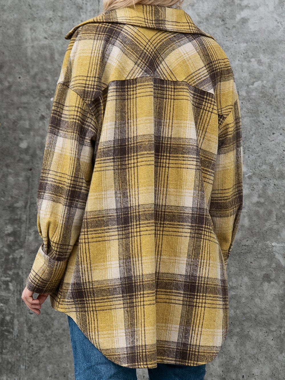 Trendsi Plaid Collared Neck Long Sleeve Shirt Plaid Collared Neck Long Sleeve Shirt