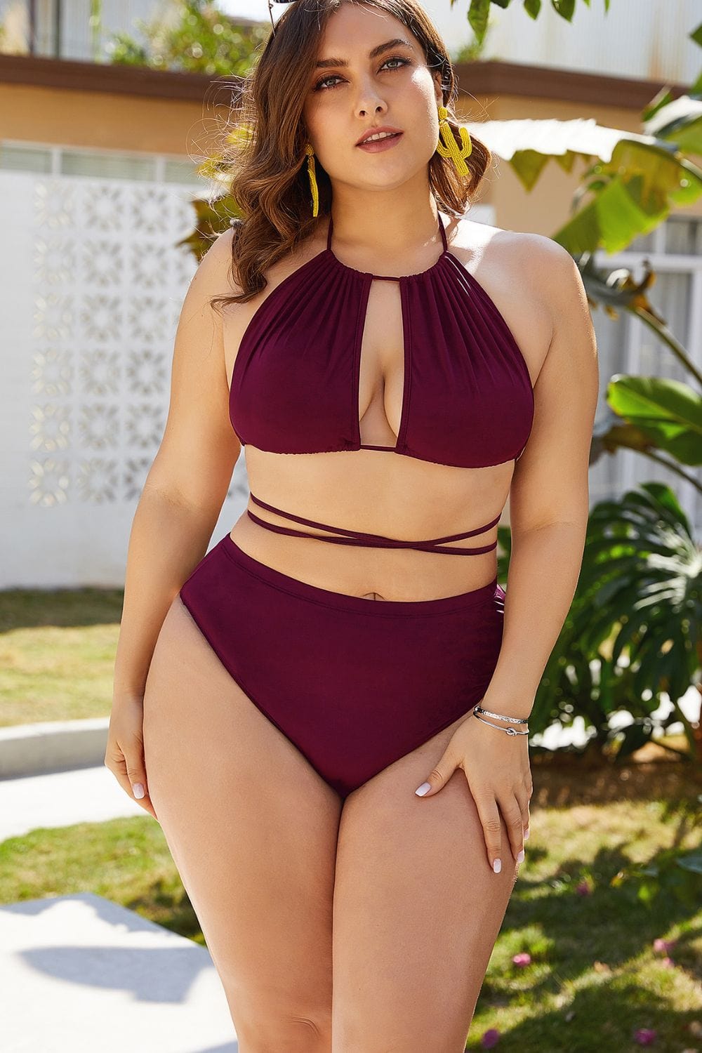 Trendsi Plus Size Cutout Tied Backless Bikini Set Plus Size Cutout Tied Backless Bikini Set