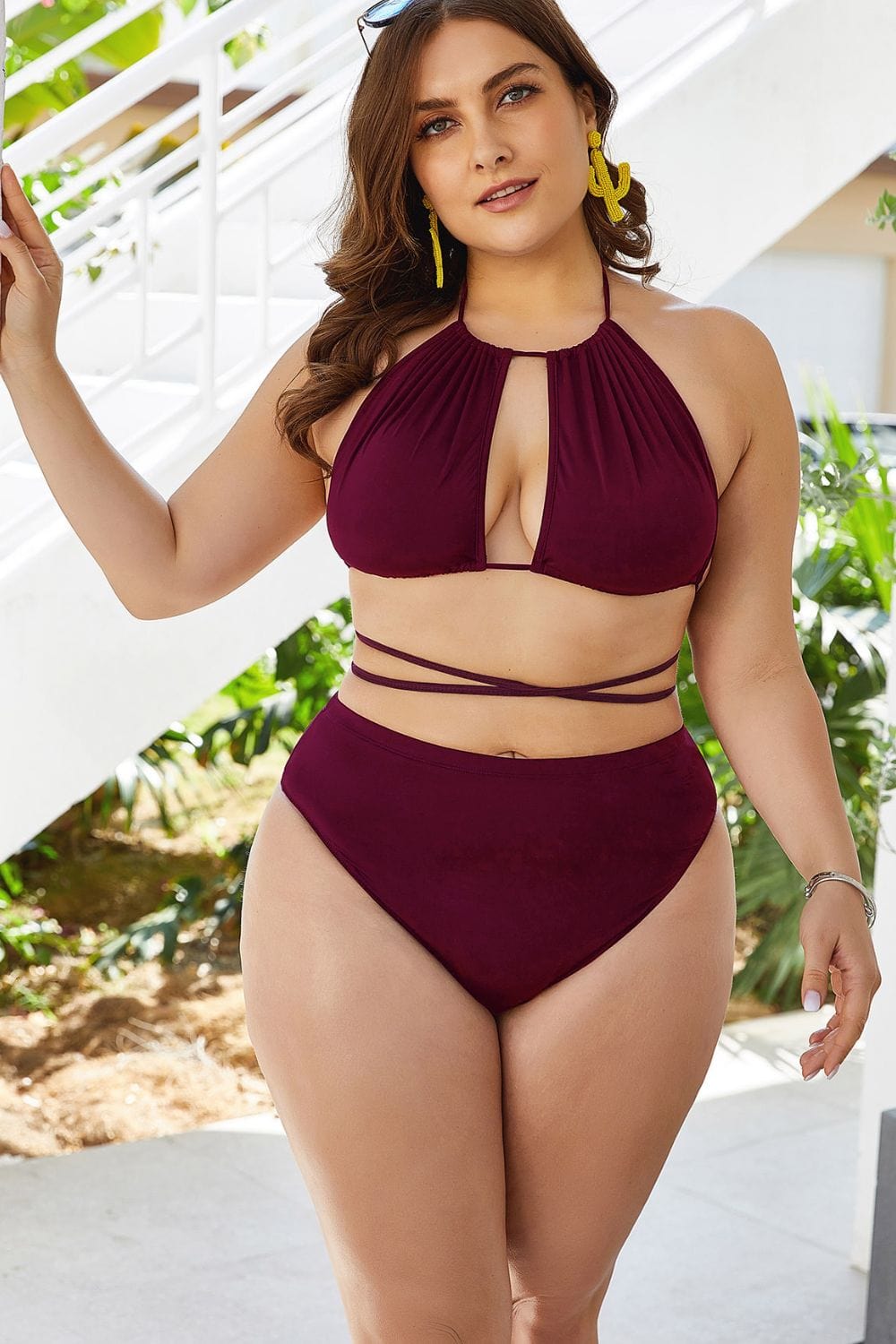 Trendsi Plus Size Cutout Tied Backless Bikini Set Plus Size Cutout Tied Backless Bikini Set
