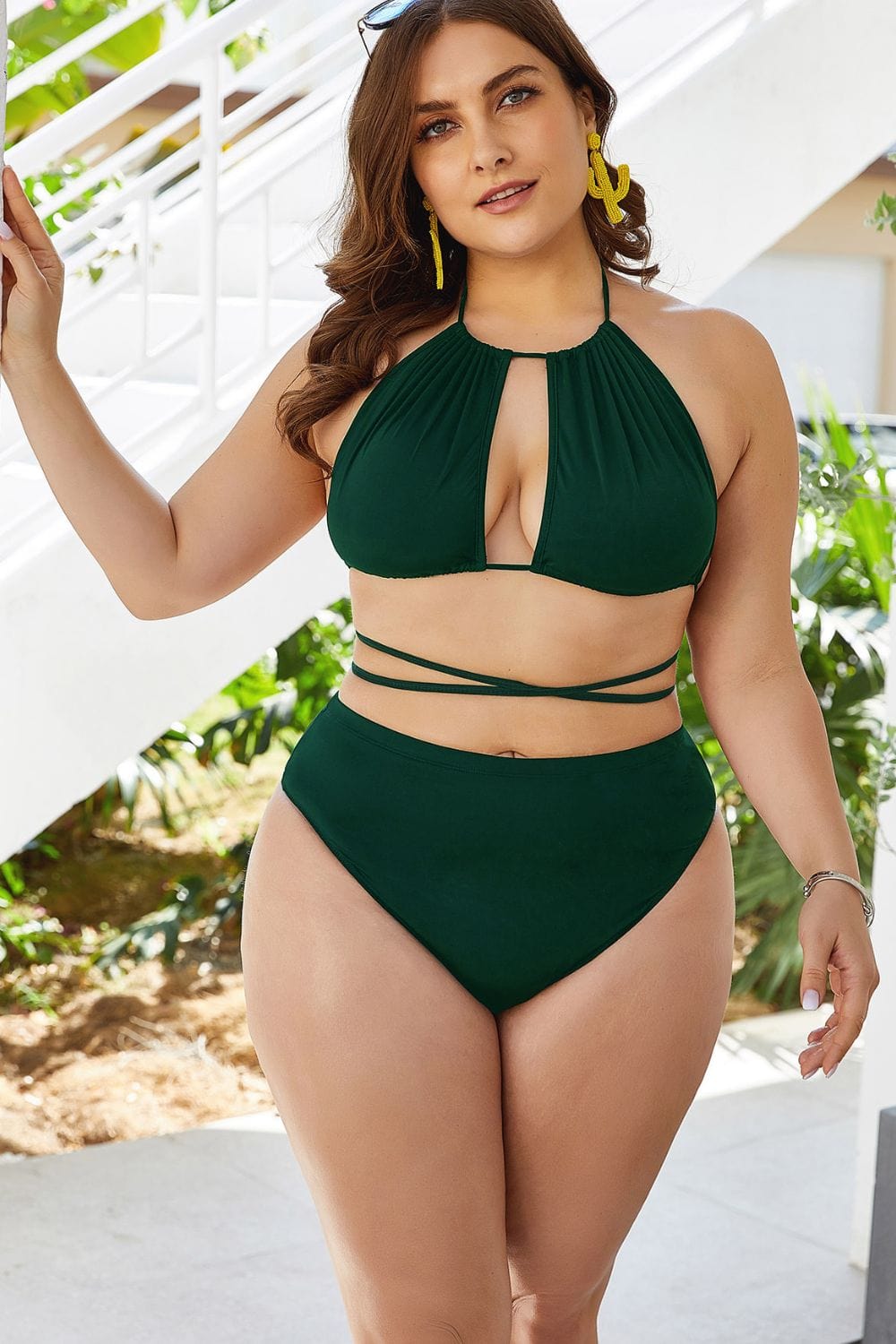 Trendsi Plus Size Cutout Tied Backless Bikini Set Plus Size Cutout Tied Backless Bikini Set