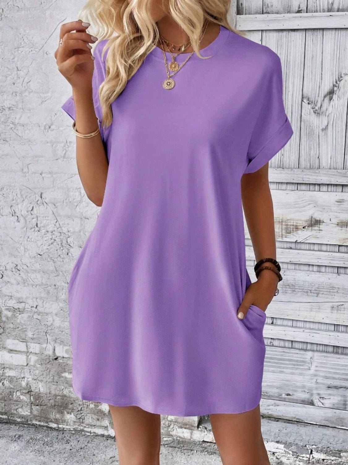 Trendsi Pocketed Round Neck Short Sleeve Dress Pocketed Round Neck Short Sleeve Dress