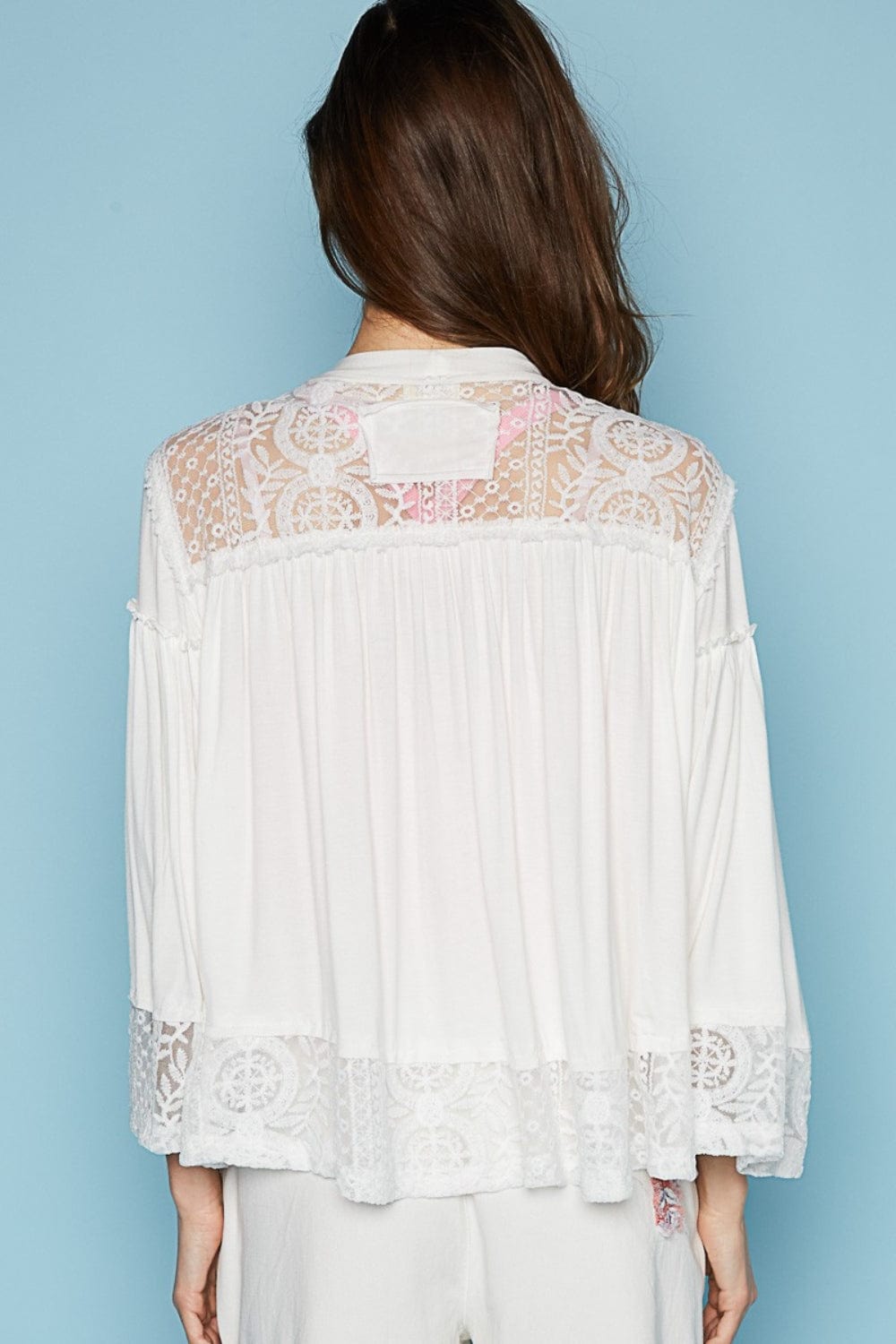 Trendsi POL Open Front Lace Detail Cardigan POL Open Front Lace Detail Cardigan