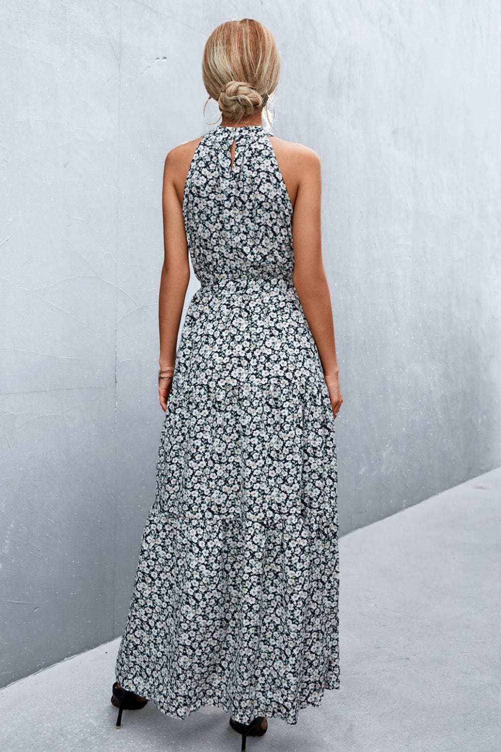 Trendsi Printed Sleeveless Tie Waist Maxi Dress Printed Sleeveless Tie Waist Maxi Dress