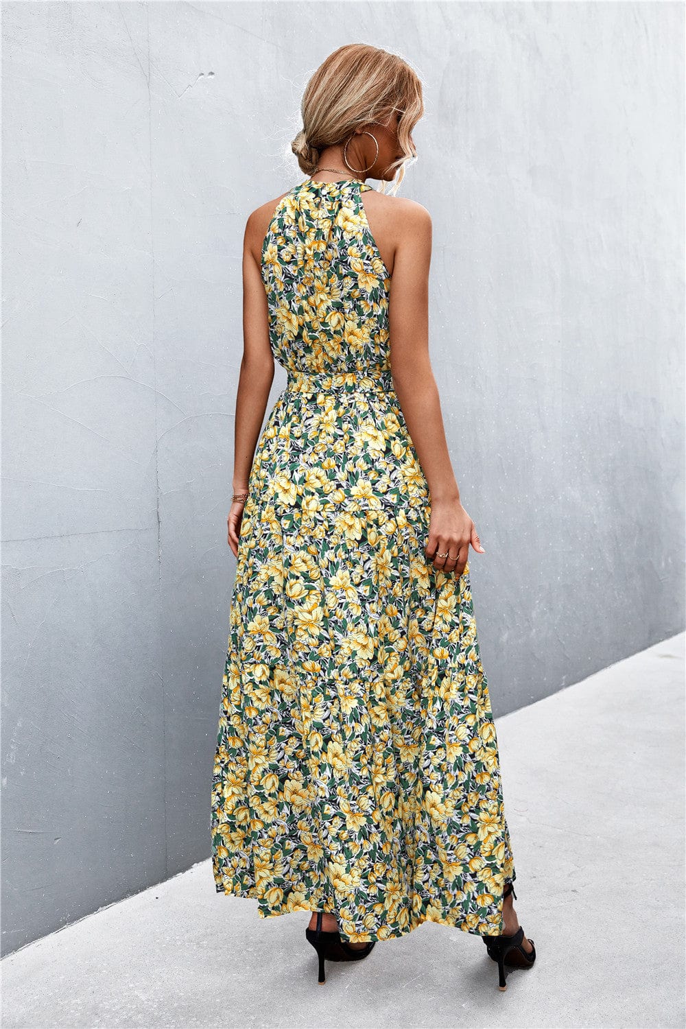 Trendsi Printed Sleeveless Tie Waist Maxi Dress Printed Sleeveless Tie Waist Maxi Dress