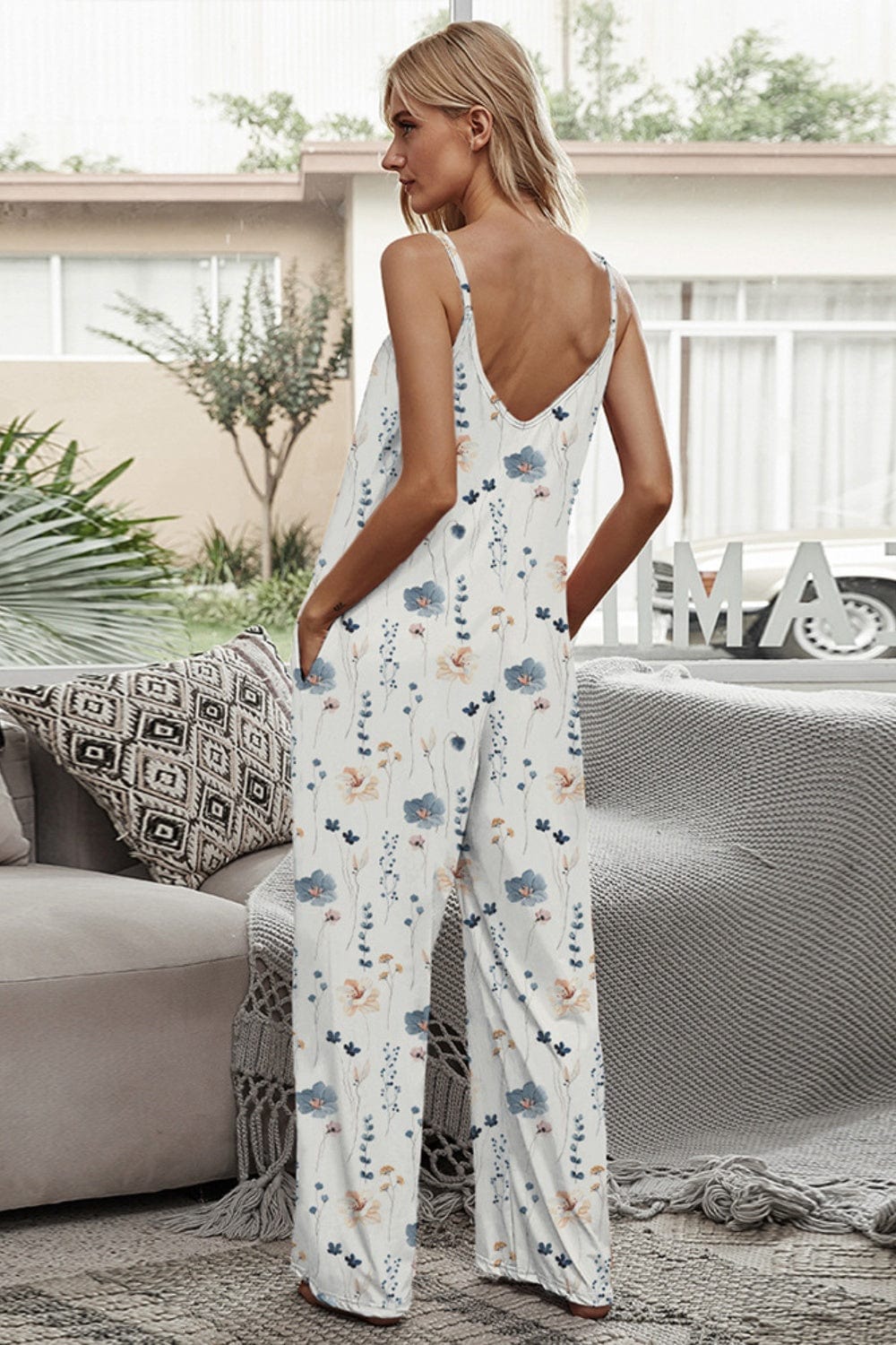 Trendsi Printed Spaghetti Strap Jumpsuit Printed Spaghetti Strap Jumpsuit