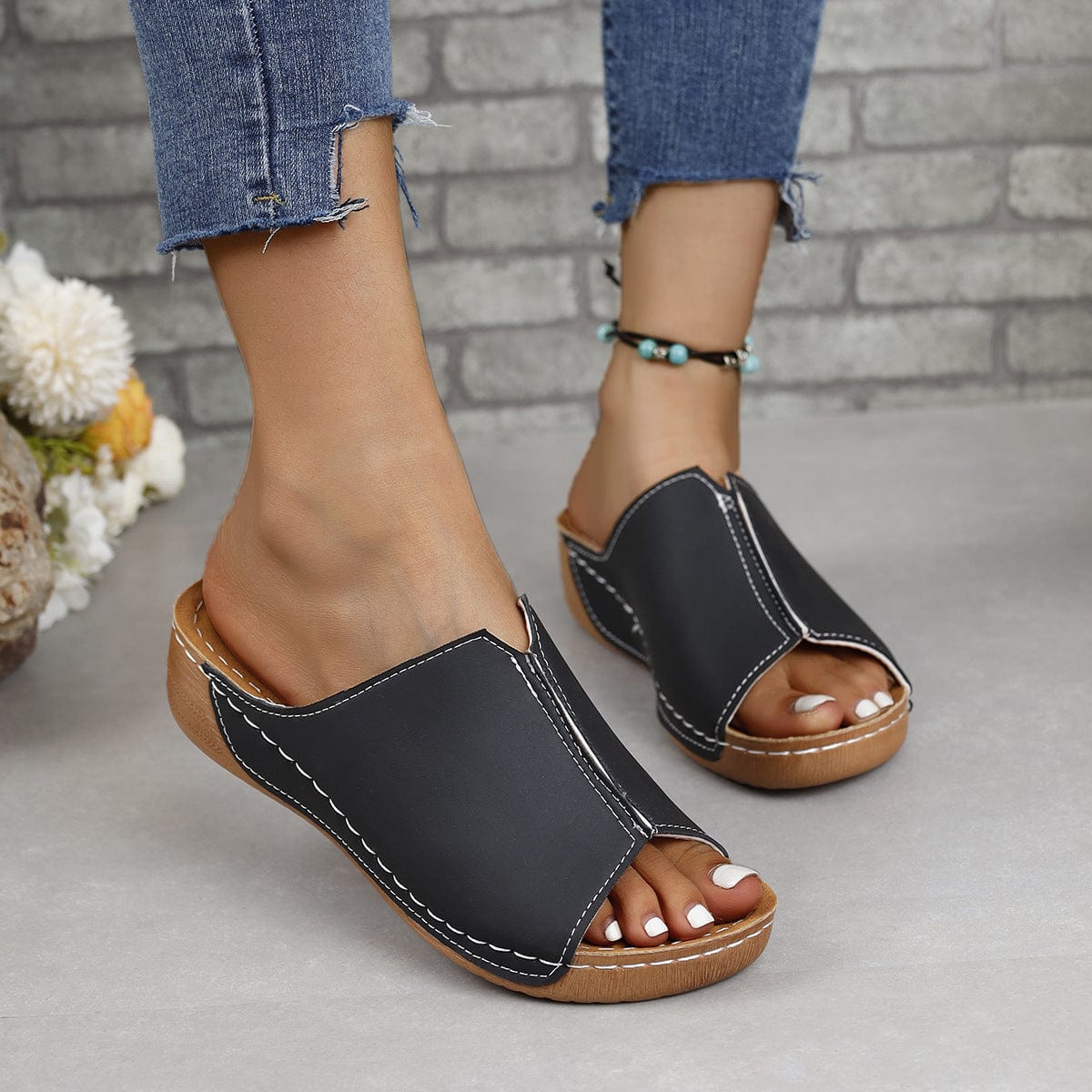 Trendsi PU Leather Open Toe Sandals PU Leather Open Toe Sandals