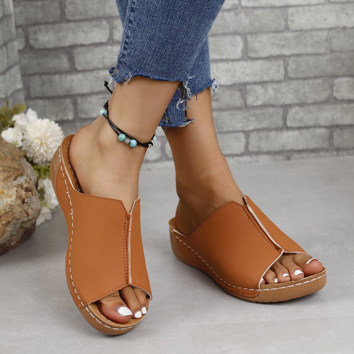 Trendsi PU Leather Open Toe Sandals PU Leather Open Toe Sandals