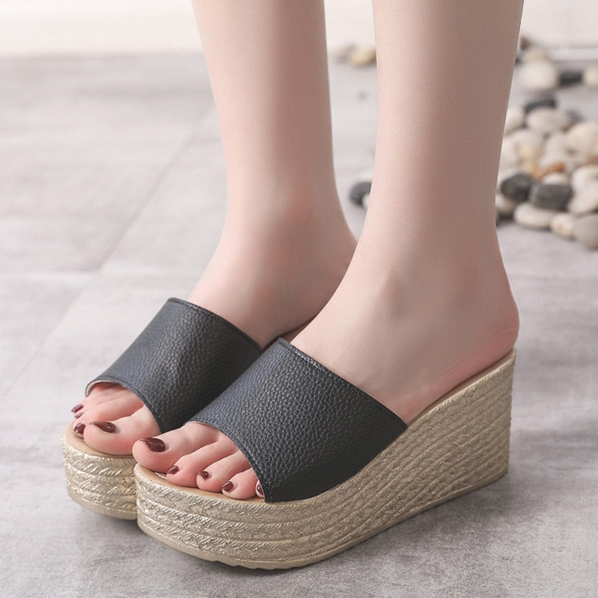 Trendsi PU Leather Open Toe Sandals PU Leather Open Toe Sandals