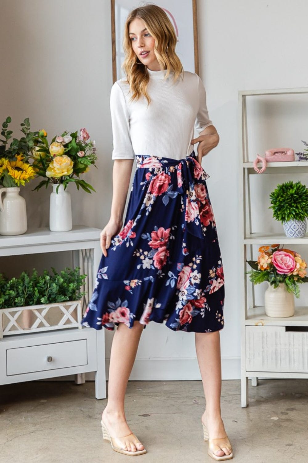 Trendsi Reborn J Floral Wrap Ruffled Skirt Reborn J Floral Wrap Ruffled Skirt