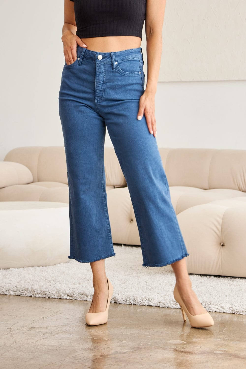 Trendsi RFM Crop Chloe Full Size Tummy Control High Waist Raw Hem Jeans RFM Crop Chloe Full Size Tummy Control High Waist Raw Hem Jeans