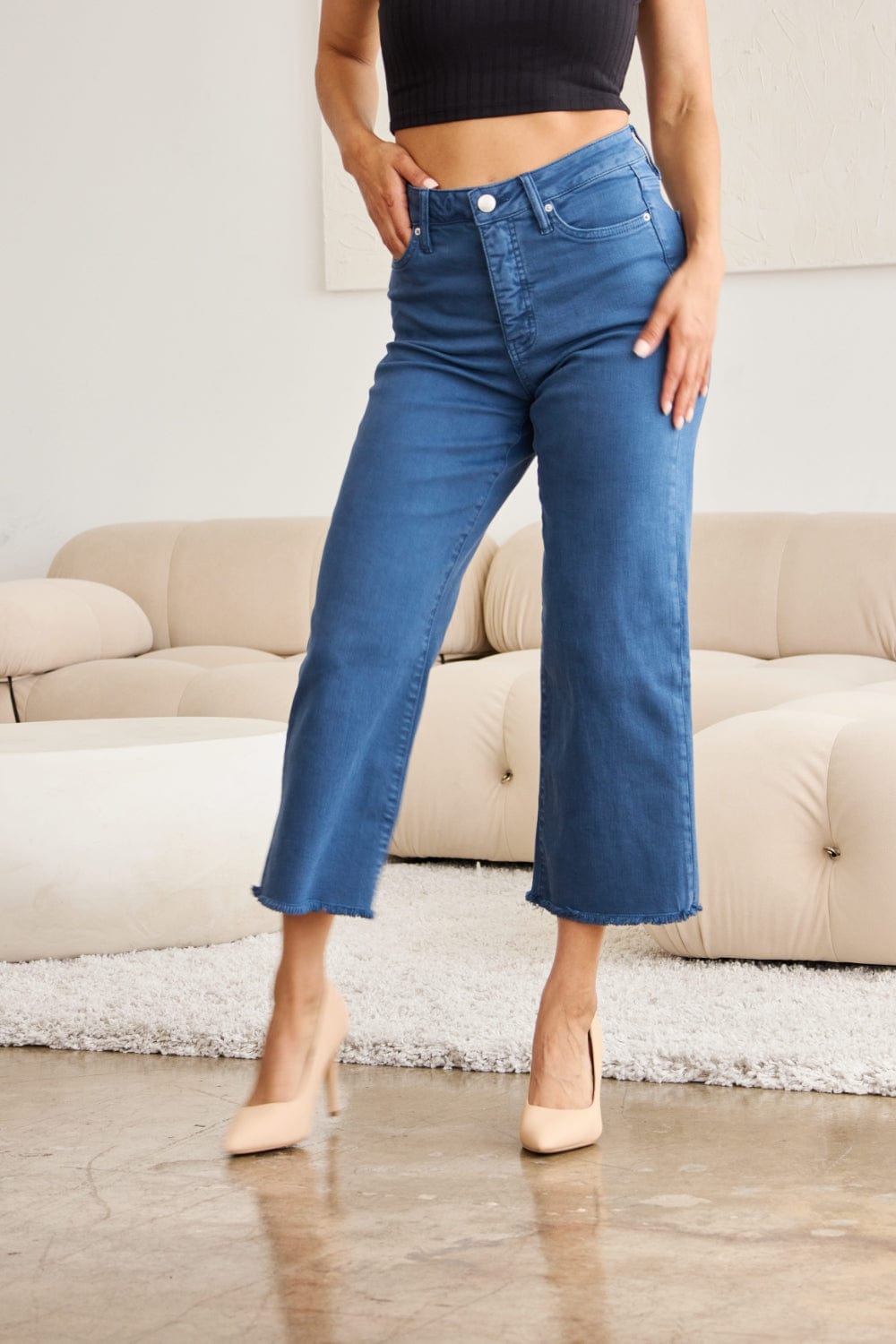 Trendsi RFM Crop Chloe Full Size Tummy Control High Waist Raw Hem Jeans RFM Crop Chloe Full Size Tummy Control High Waist Raw Hem Jeans