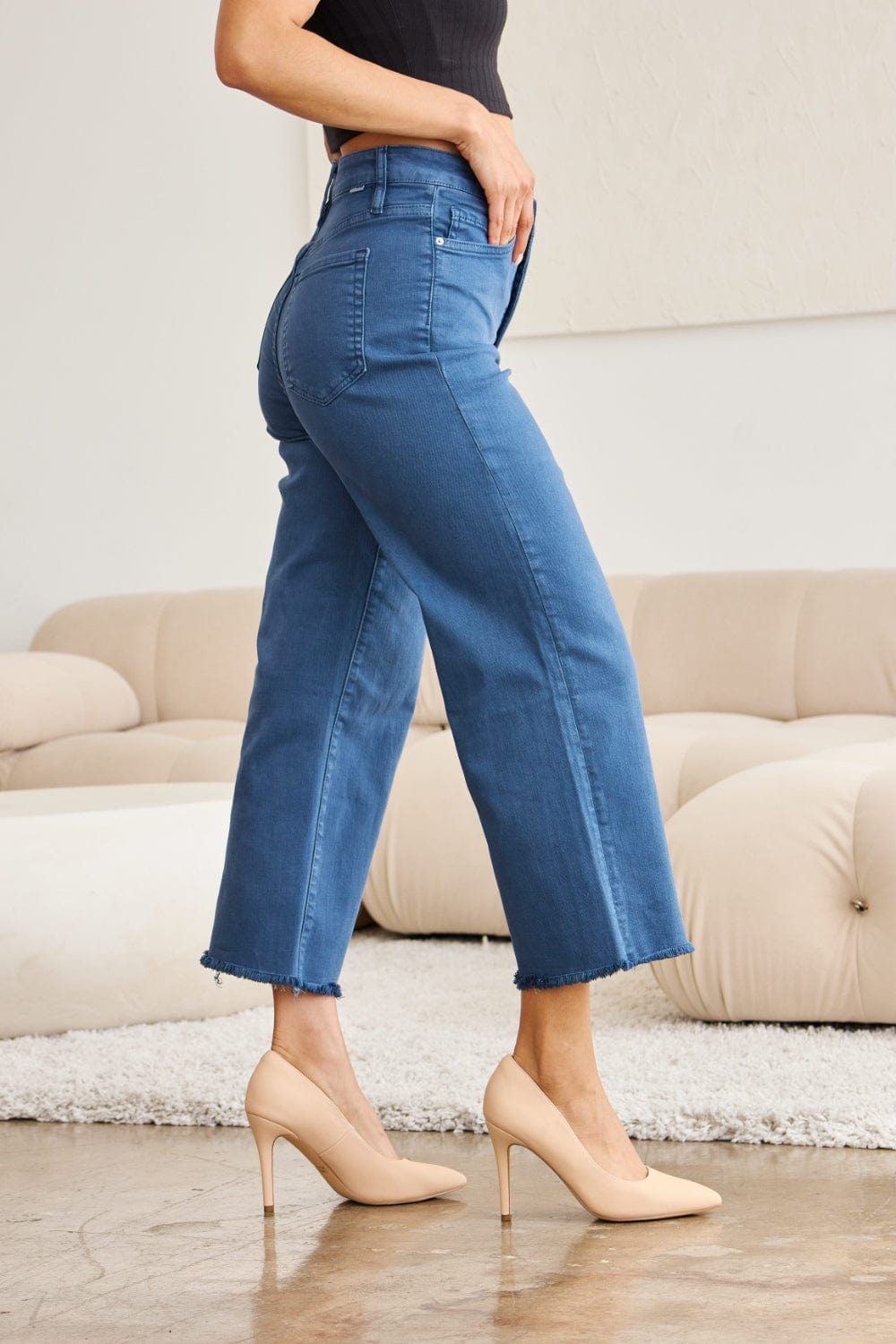 Trendsi RFM Crop Chloe Full Size Tummy Control High Waist Raw Hem Jeans RFM Crop Chloe Full Size Tummy Control High Waist Raw Hem Jeans