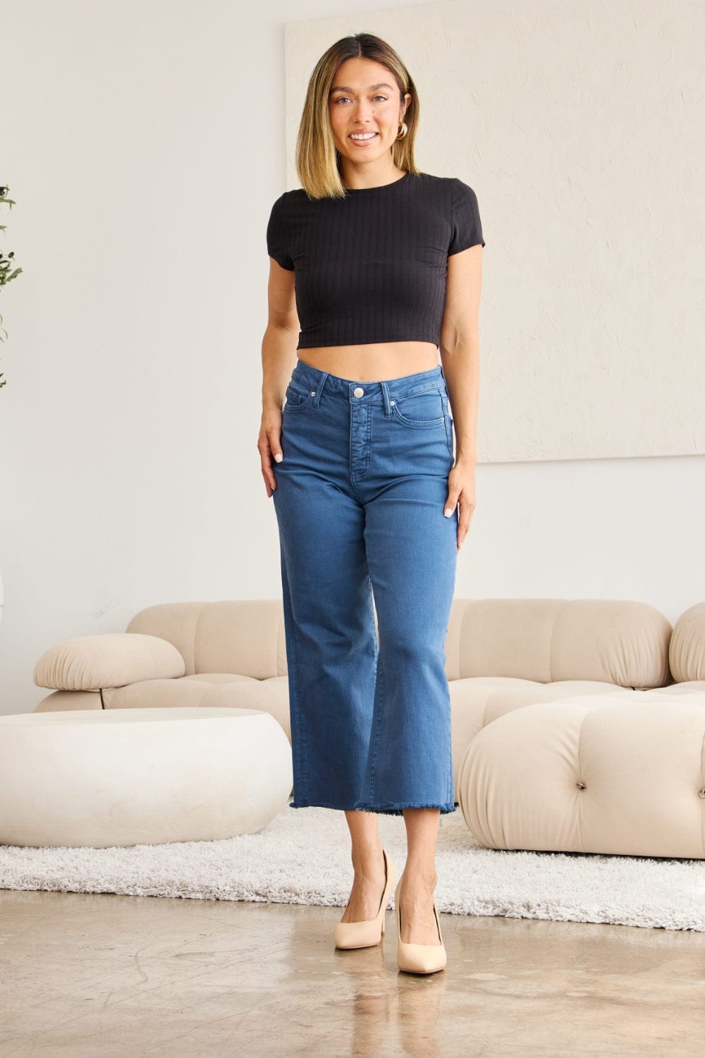 Trendsi RFM Crop Chloe Full Size Tummy Control High Waist Raw Hem Jeans RFM Crop Chloe Full Size Tummy Control High Waist Raw Hem Jeans