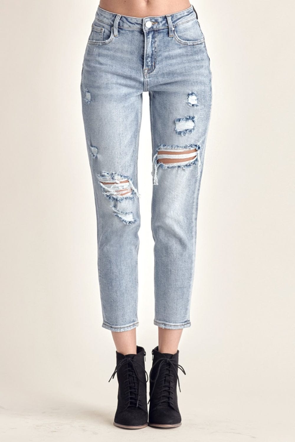 Trendsi RISEN Distressed Slim Cropped Jeans RISEN Distressed Slim Cropped Jeans