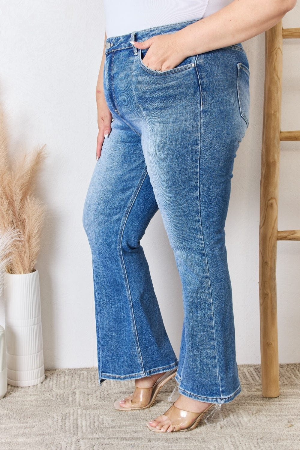 Trendsi RISEN Full Size High Rise Ankle Flare Jeans RISEN Full Size High Rise Ankle Flare Jeans