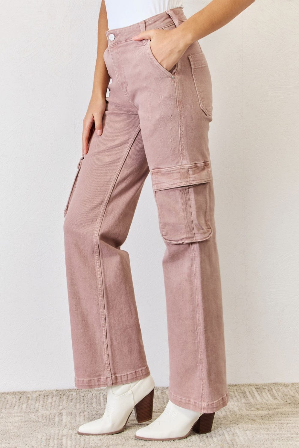 Trendsi RISEN Full Size High Rise Cargo Wide Leg Jeans RISEN Full Size High Rise Cargo Wide Leg Jeans