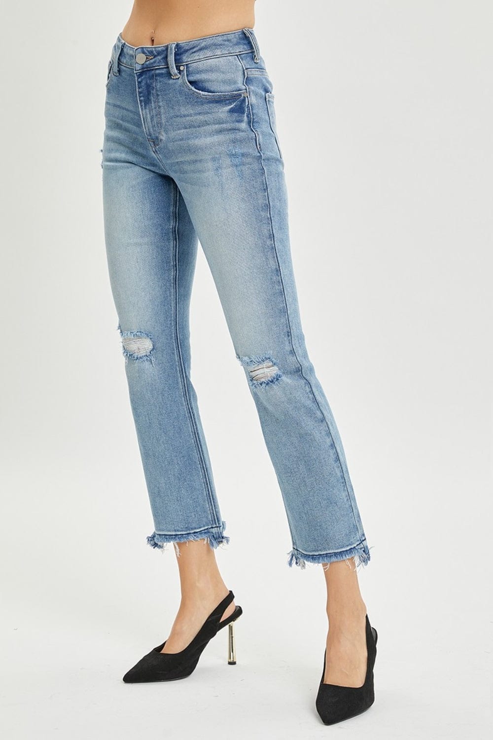 Trendsi RISEN Full Size High Rise Distressed Cropped Straight Jeans RISEN Full Size High Rise Distressed Cropped Straight Jeans