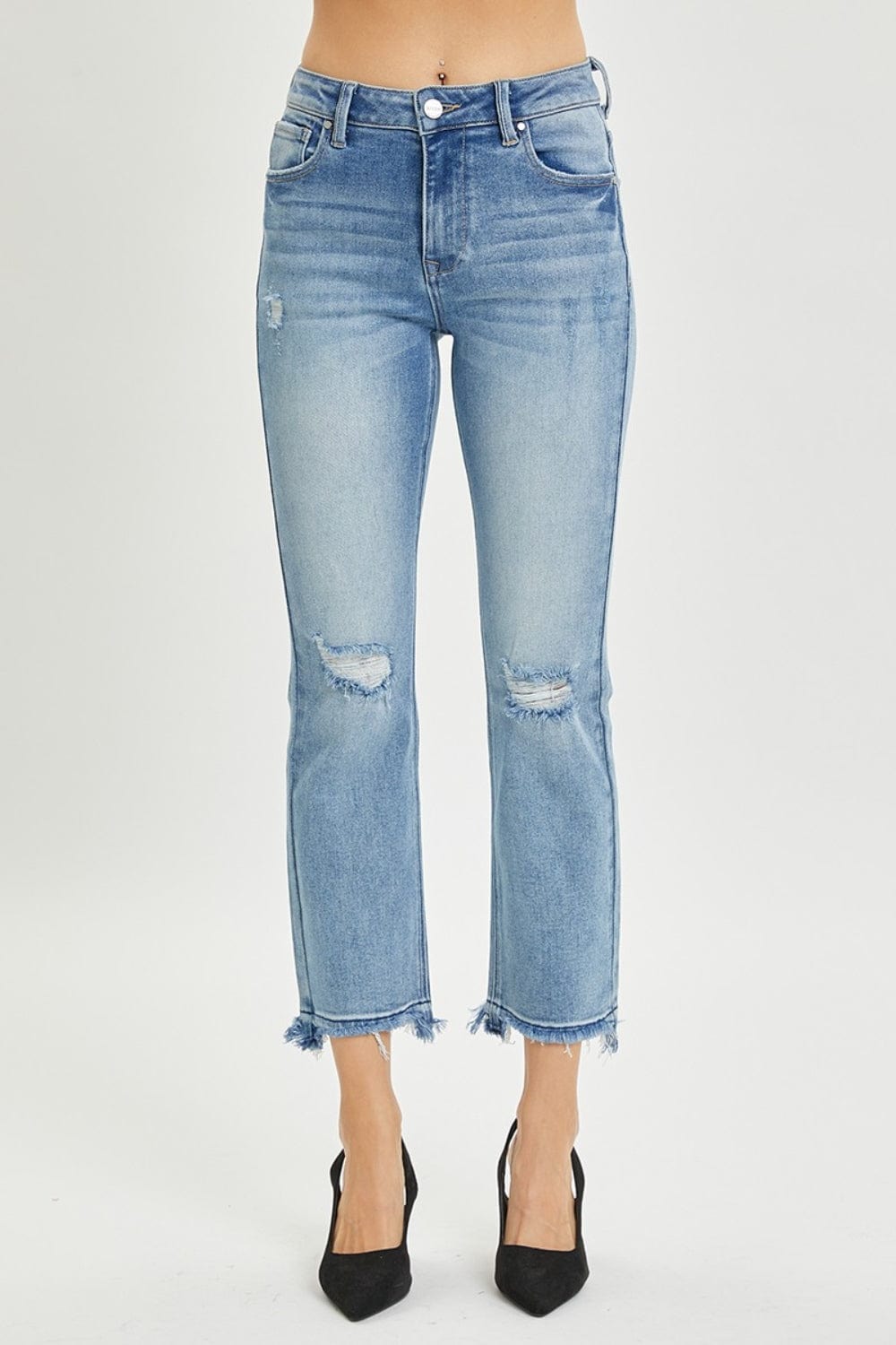 Trendsi RISEN Full Size High Rise Distressed Cropped Straight Jeans RISEN Full Size High Rise Distressed Cropped Straight Jeans