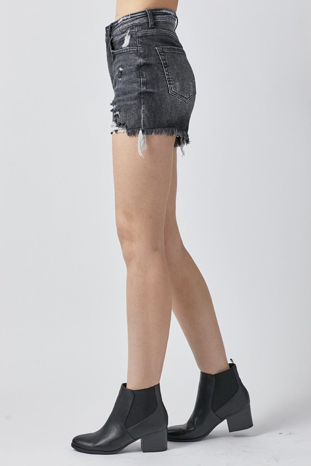 Trendsi RISEN Full Size High Rise Distressed Denim Shorts RISEN Full Size High Rise Distressed Denim Shorts