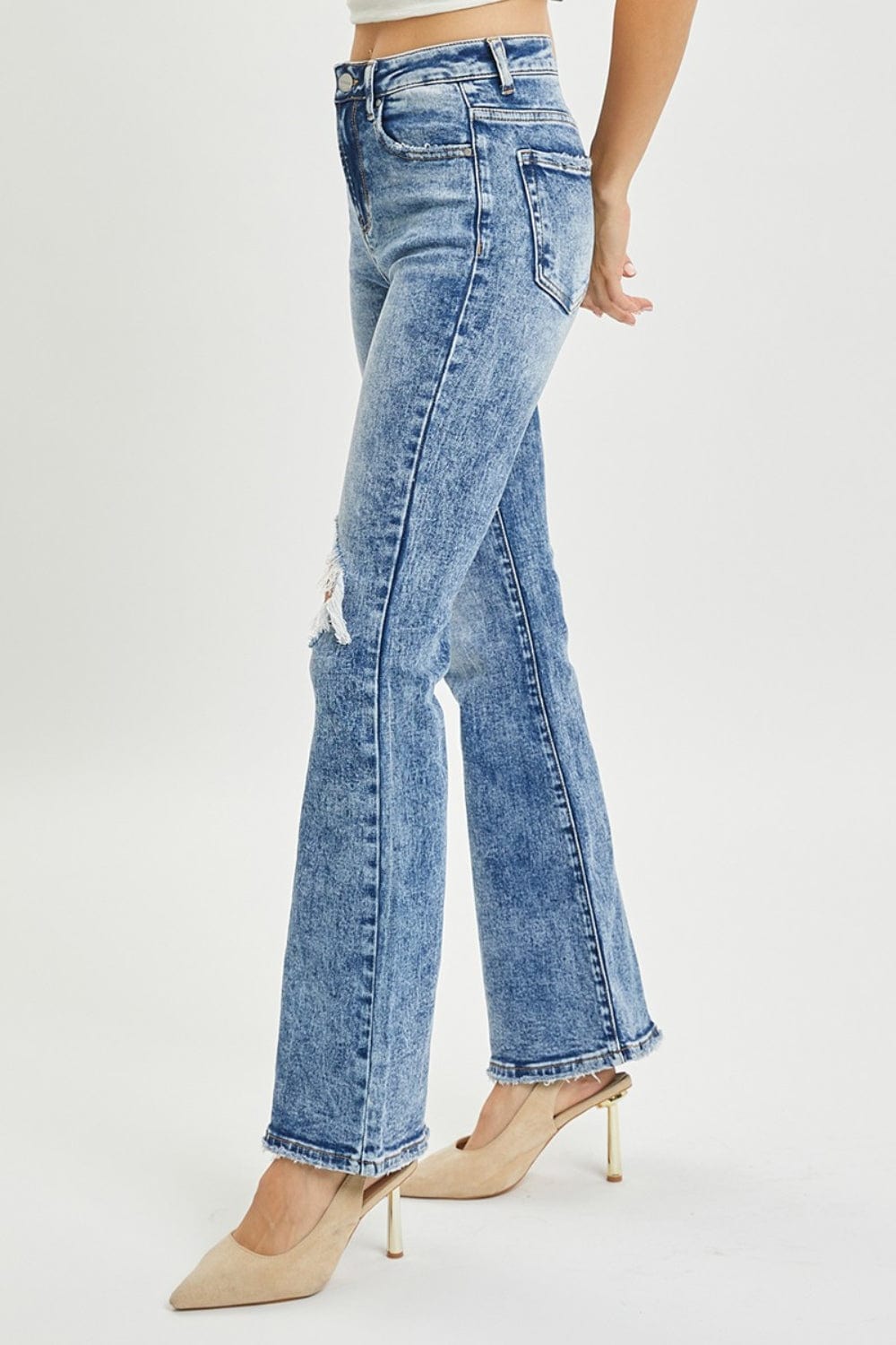 Trendsi RISEN Full Size High Rise Distressed Flare Jeans RISEN Full Size High Rise Distressed Flare Jeans