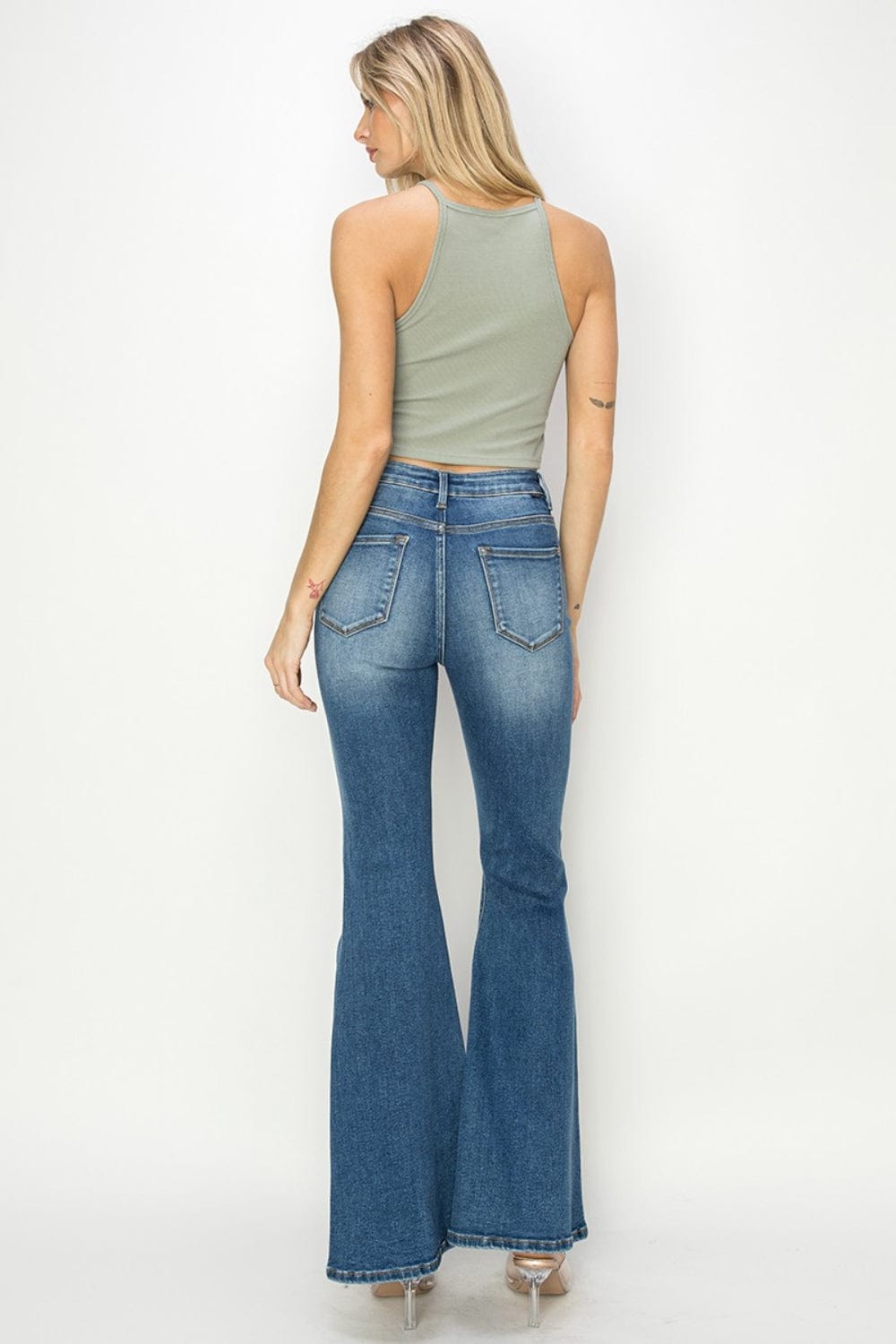 Trendsi RISEN Full Size High Rise Front Seam Detailed Flare Jeans RISEN Full Size High Rise Front Seam Detailed Flare Jeans