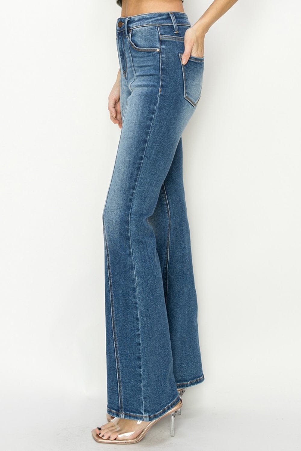 Trendsi RISEN Full Size High Rise Front Seam Detailed Flare Jeans RISEN Full Size High Rise Front Seam Detailed Flare Jeans