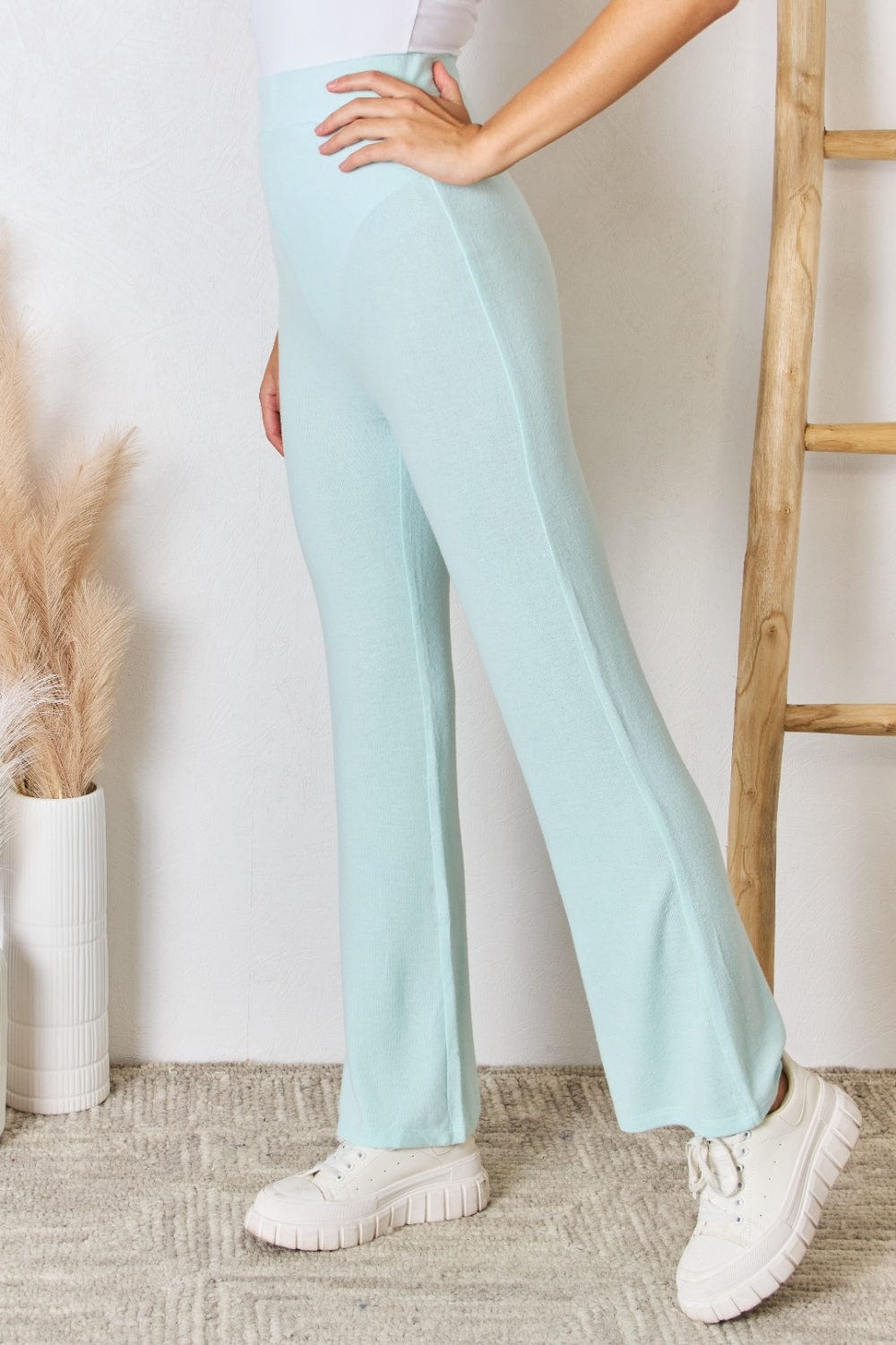 Trendsi RISEN Full Size High Waist Ultra Soft Knit Flare Pants RISEN Full Size High Waist Ultra Soft Knit Flare Pants