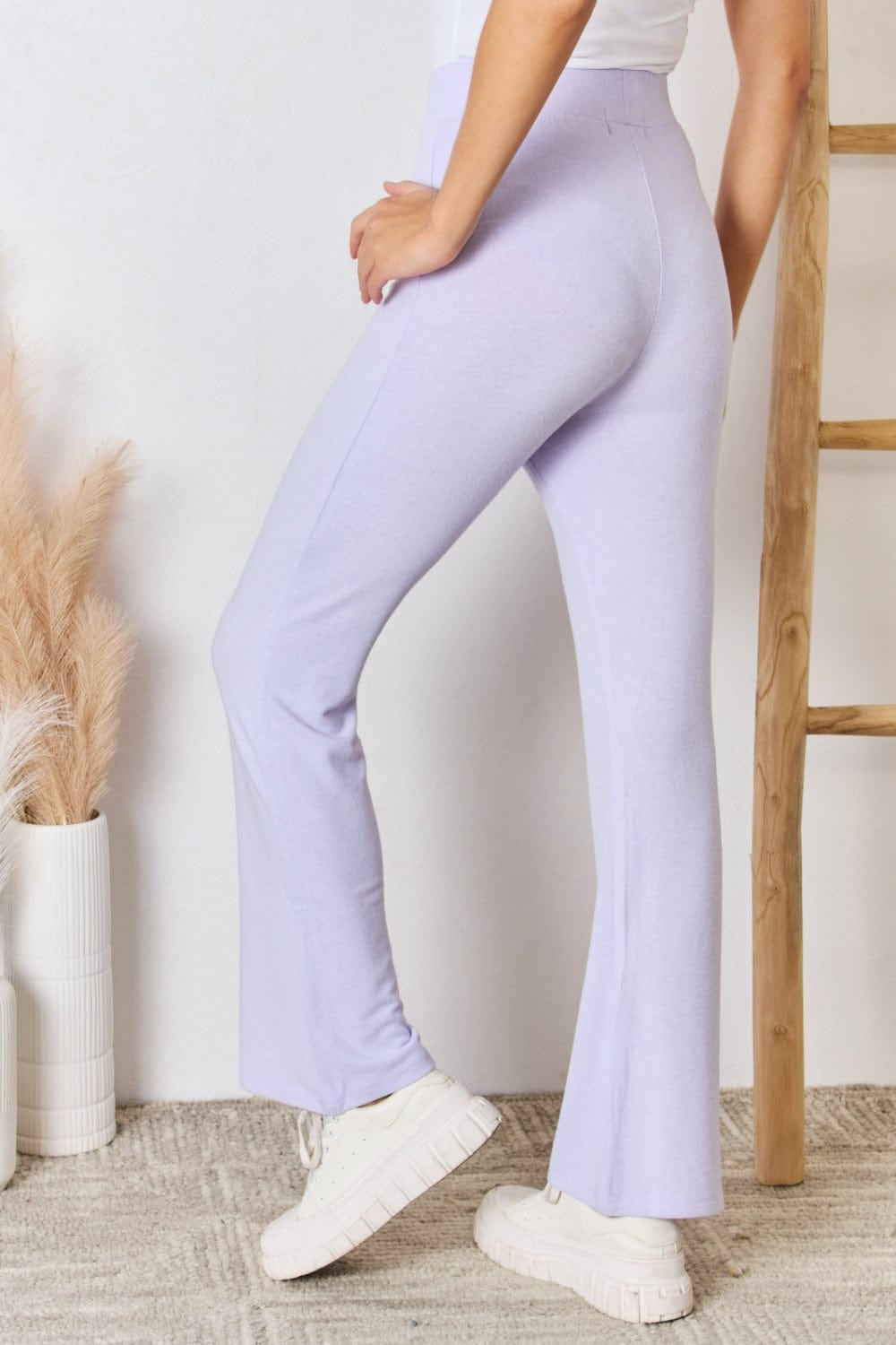 Trendsi RISEN Full Size High Waist Ultra Soft Knit Flare Pants RISEN Full Size High Waist Ultra Soft Knit Flare Pants