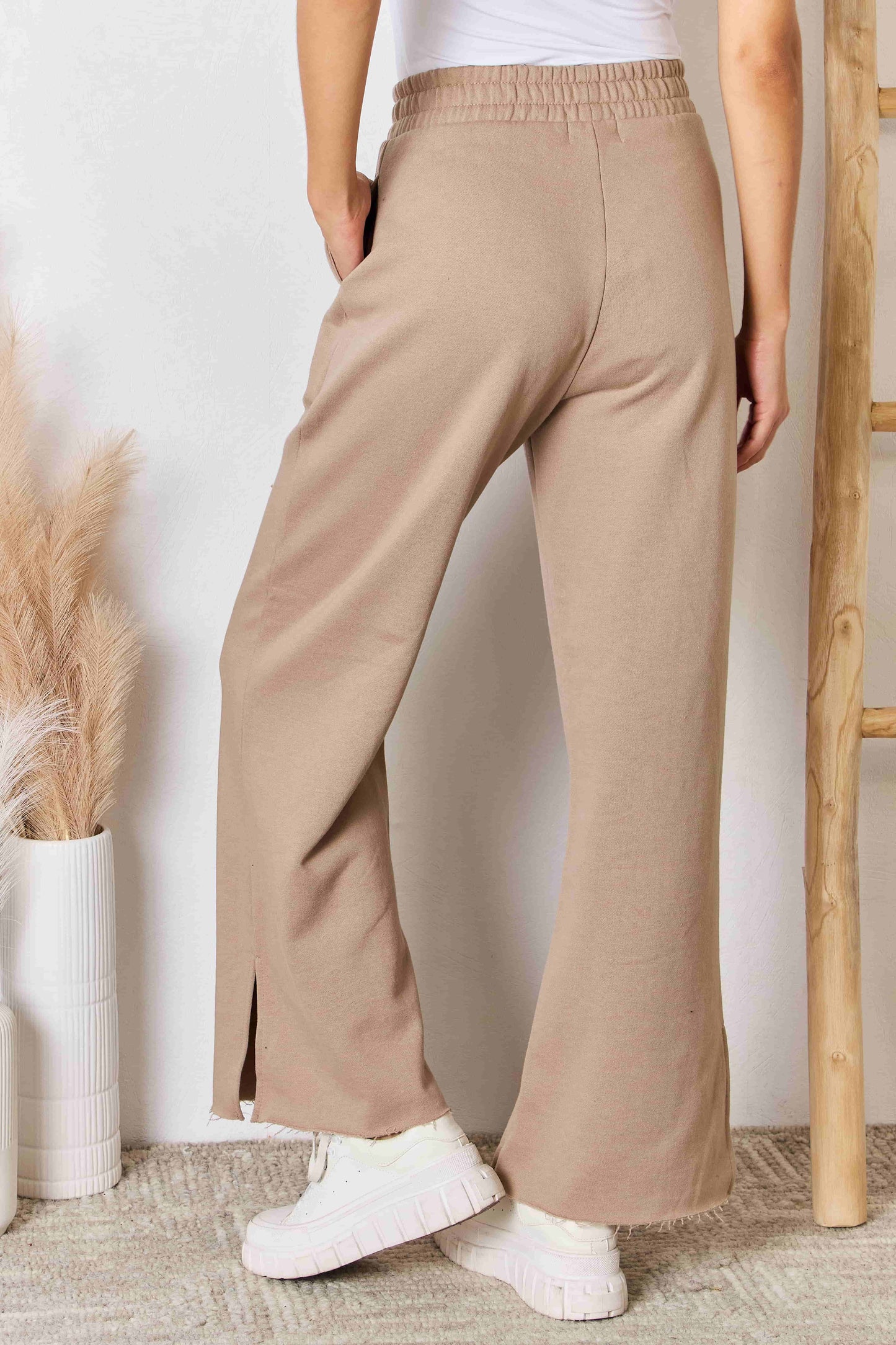 Trendsi RISEN Wide Waistband Slit Wide Leg Pants RISEN Wide Waistband Slit Wide Leg Pants