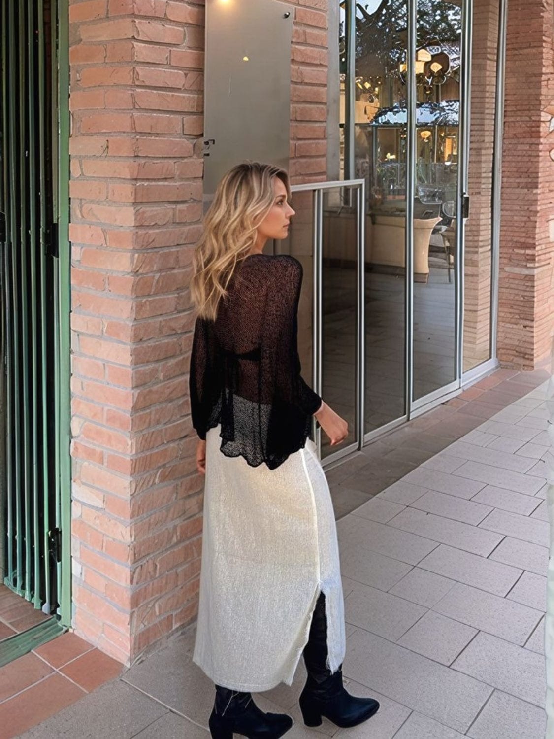 Trendsi Round Neck Long Sleeve Cover-Up Round Neck Long Sleeve Cover-Up