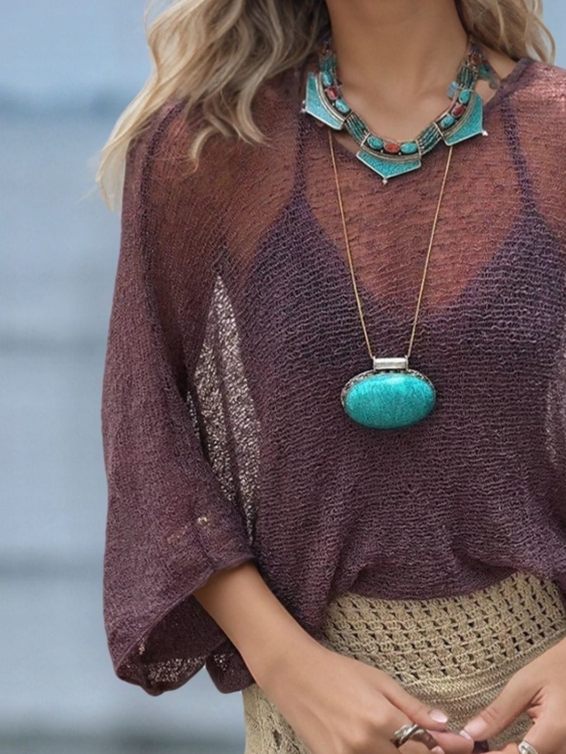 Trendsi Round Neck Long Sleeve Cover-Up Round Neck Long Sleeve Cover-Up