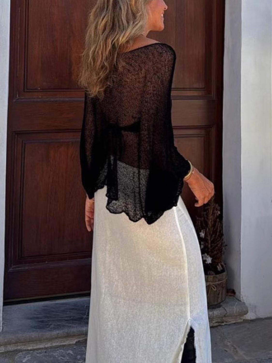 Trendsi Round Neck Long Sleeve Cover-Up Round Neck Long Sleeve Cover-Up