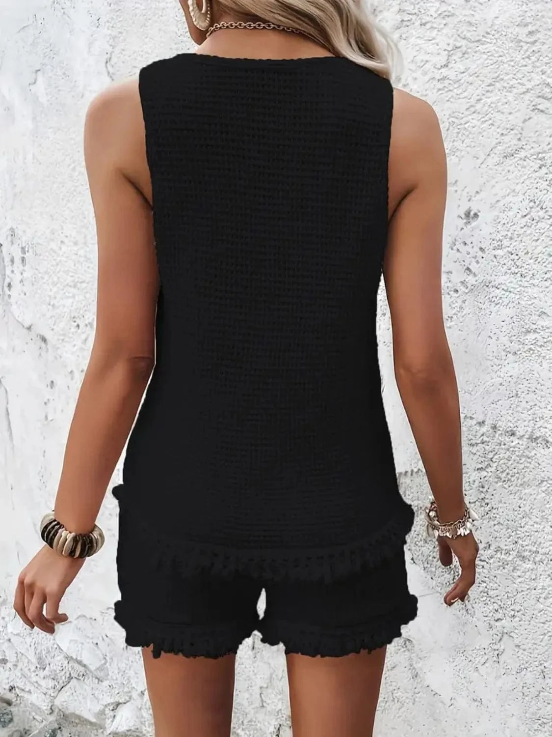 Trendsi Round Neck Wide Strap Tank and Shorts Set Round Neck Wide Strap Tank and Shorts Set