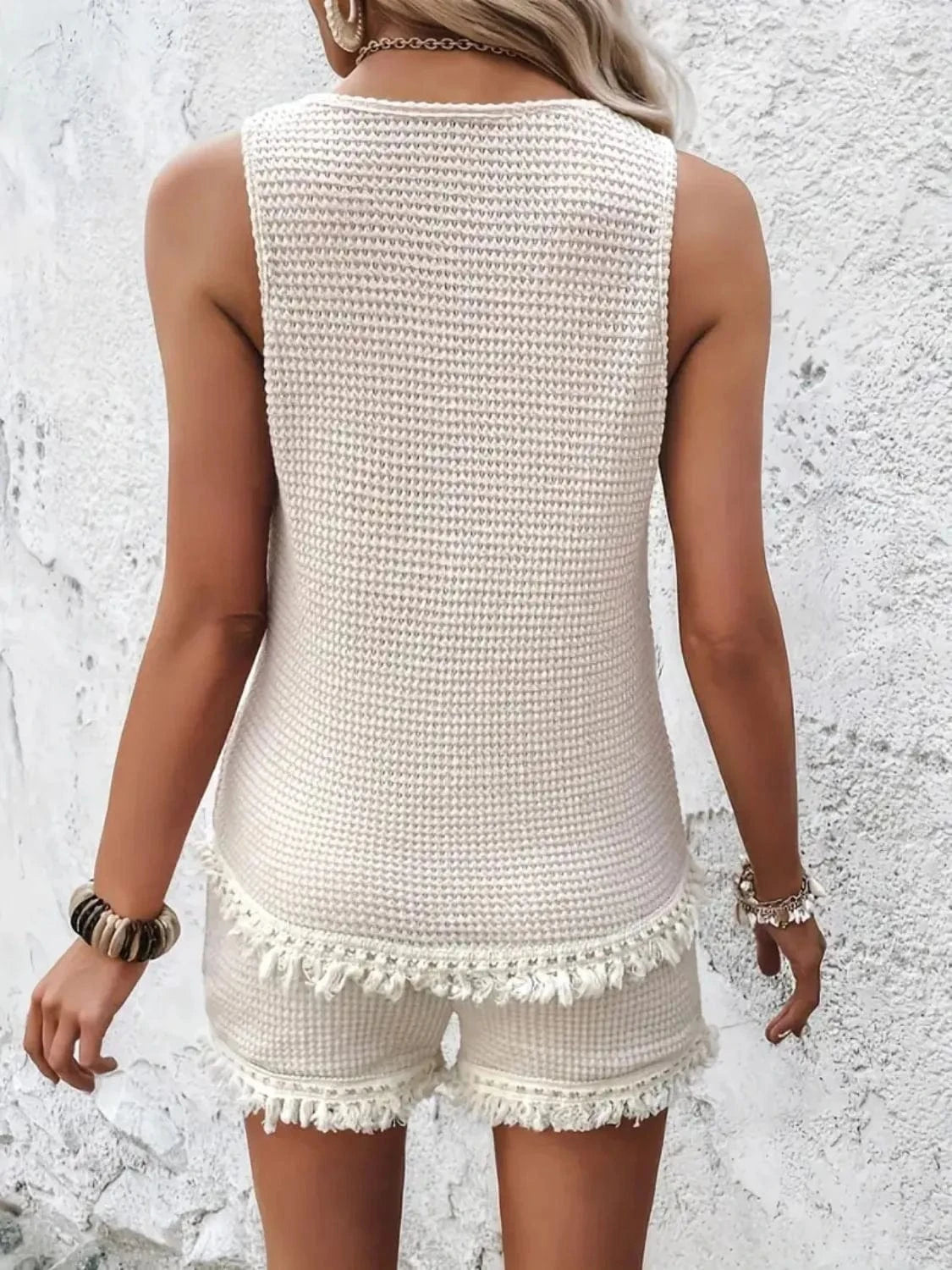 Trendsi Round Neck Wide Strap Tank and Shorts Set Round Neck Wide Strap Tank and Shorts Set