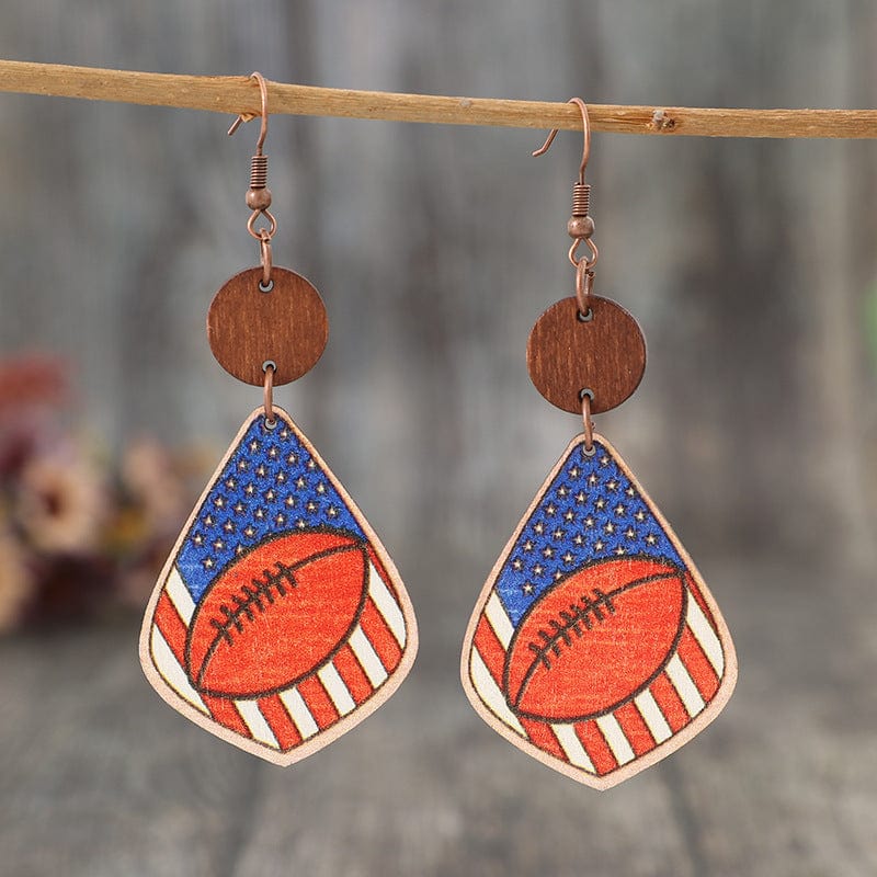 Trendsi Royal Blue / One Size Printed Wooden Dangle Earrings Printed Wooden Dangle Earrings