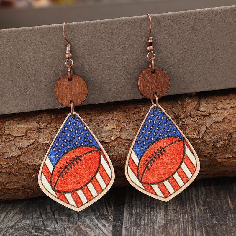 Trendsi Royal Blue / One Size Printed Wooden Dangle Earrings Printed Wooden Dangle Earrings