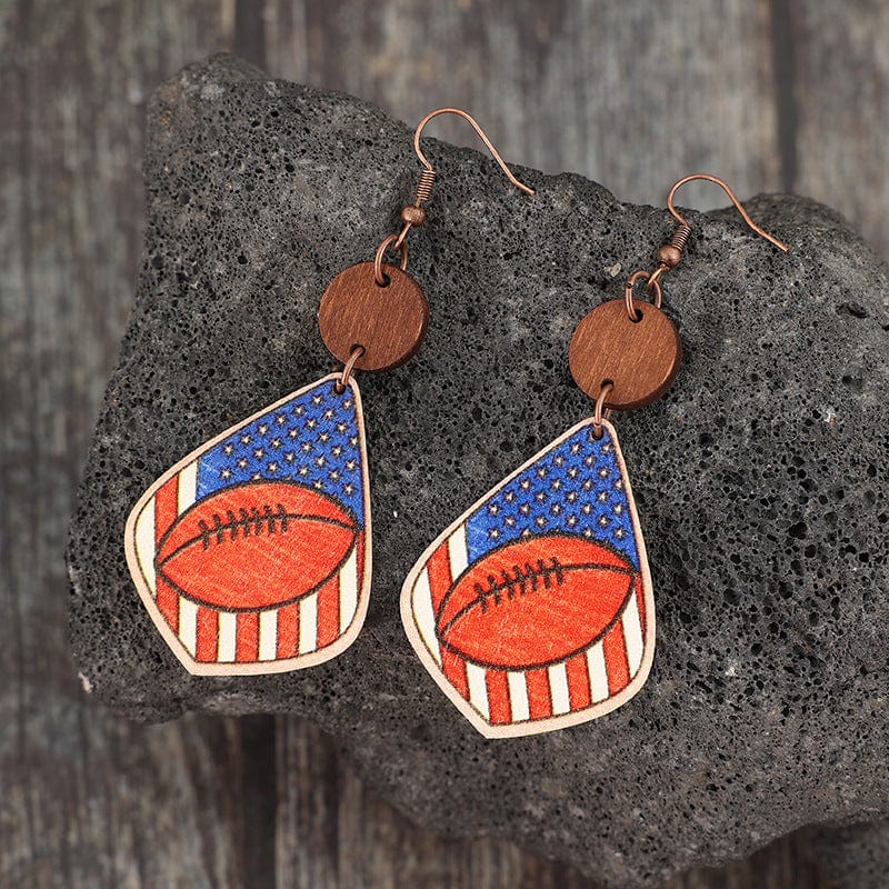 Trendsi Royal Blue / One Size Printed Wooden Dangle Earrings Printed Wooden Dangle Earrings