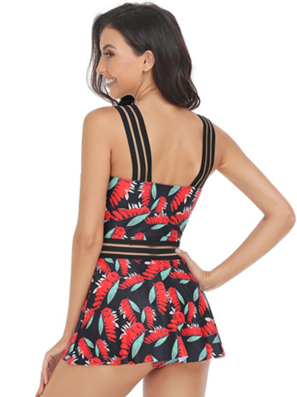 Trendsi Ruched Printed Sweetheart Neck Two-Piece Swim Set Ruched Printed Sweetheart Neck Two-Piece Swim Set